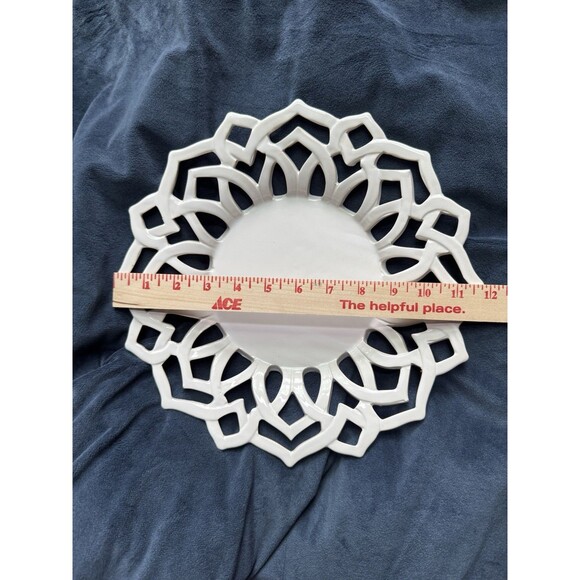 Ceramic Tray Weaved Lattice Pottery Centerpiece/Bread Basket/Plant Base 12” - Picture 3 of 4